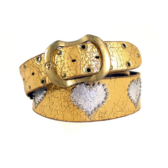 Baltazar Accessories - BALTAZAR  Metallic Hearts Distressed Stud Hip Belt